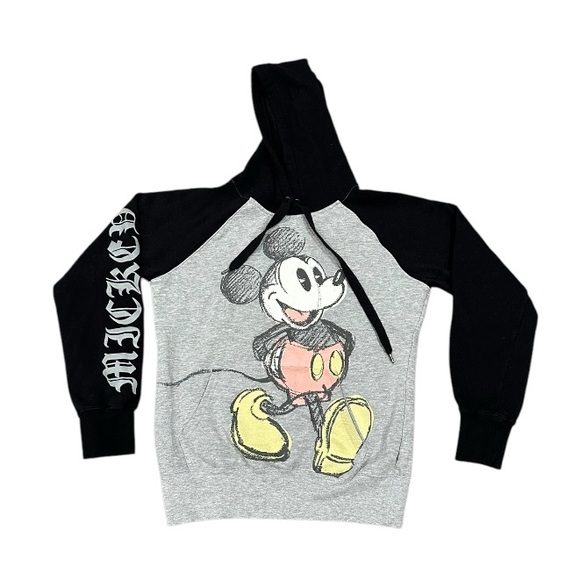 Disney Tops - Disney Sz M Gray and Black Mickey Mouse Sweatshirt Hoodie
